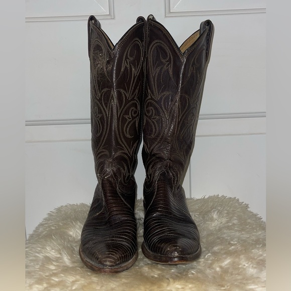 Dan Post Shoes - Dan Post vintage lizard cowboy boots size 6
